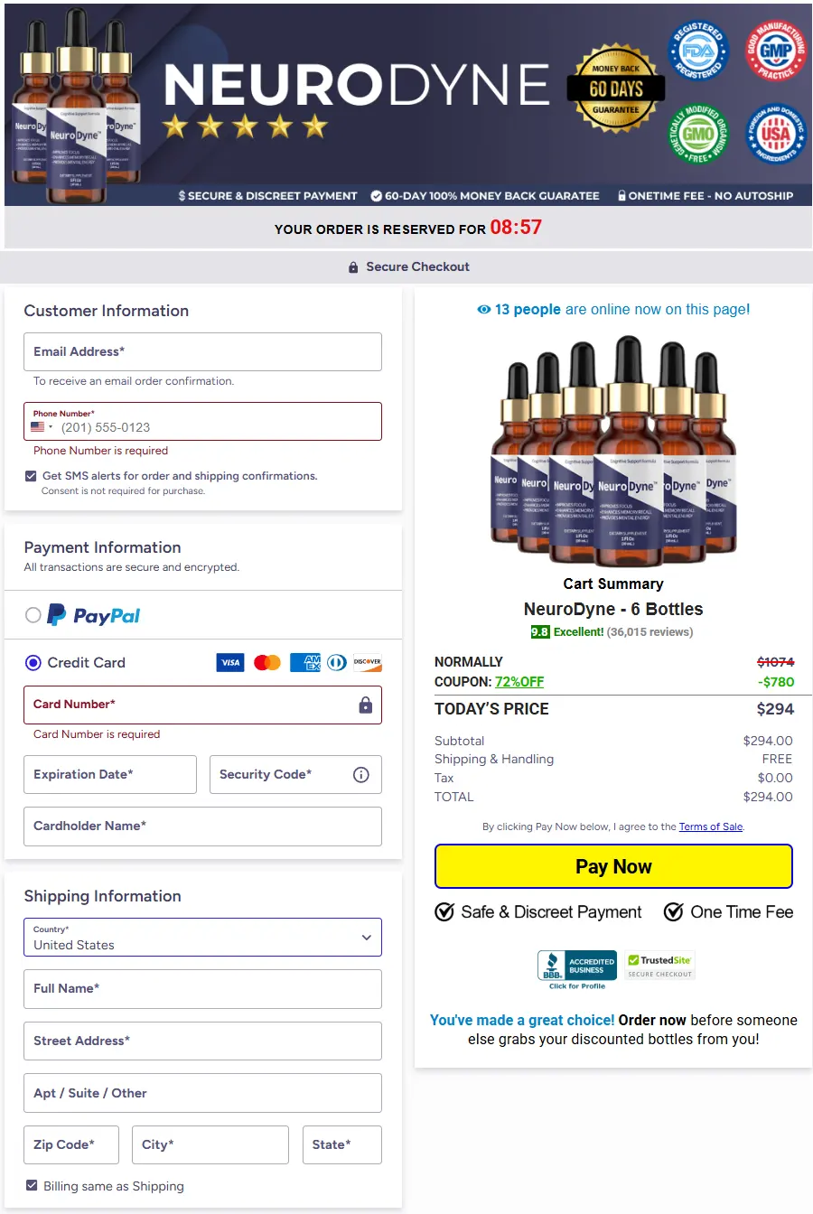 Secure NeuroDyne checkout and payment system